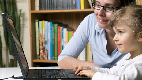 Mom at computer photo